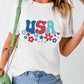 Full Size USA Round Neck Short Sleeve T-Shirt