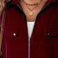 Pocketed Zip Up Collared Neck Long Sleeve Jacket