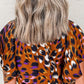 Leopard Notched Short Sleeve Blouse