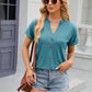 Decorative Button Notched Short Sleeve T-Shirt