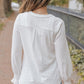 Openwork Notched Flounce Sleeve Blouse
