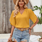Notched Slit Half Sleeve Blouse