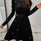 Glitter Round Neck Puff Sleeve Dress