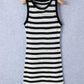 Openwork Striped Wide Strap Knit Dress
