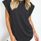 Full Size Textured Round Neck Cap Sleeve Blouse
