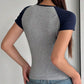 Devine Contrast Scoop Neck Short Sleeve T-Shirt