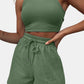 Full Size Round Neck Top and Drawstring Shorts Set