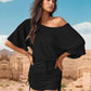 Drawstring One Shoulder Three-Quarter Sleeve Mini Dress