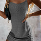 Drawstring Scoop Neck Spaghetti Strap Knit Mini Dress