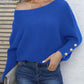 Full Size Boat Neck Long Sleeve Sweater