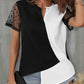 Color Block Notched Short Sleeve T-Shirt