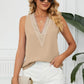 Contrast Trim Plunge Sleeveless Blouse