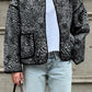 Perfee Leopard Open Front Long Sleeve Jacket