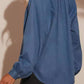 Plunge Button Up Long Sleeve Denim Top