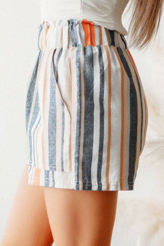 Beautiful Bea Striped Elastic Waist Shorts