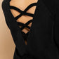 POL Back Cross Strap Detail Balloon Sleeve Sweatshirt