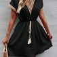Devine Contrast Trim V-Neck Short Sleeve Mini Dress