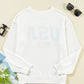 US Flag White Corded Long Sleeve Sweatshirt