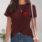 Heart Round Neck Short Sleeve T-Shirt