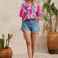 Printed Notched Half Sleeve Blouse