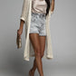 Openwork Open Front Three-Quarter Sleeve Cover Up