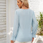 Applique V-Neck Flounce Sleeve T-Shirt