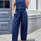 Lovelet Plaid Round Neck Sleeveless Top and Pants Set