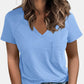 Full Size Pocketed V-Neck Short Sleeve T-Shirt