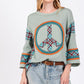 SAGE + FIG Peace Applique Patch Contrast Plaid Top