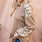 And The Why Printed Color Block Hooded Waffle Top
