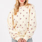 SAGE + FIG Heart Printed Contrast Long Sleeve Sweatshirt