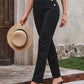 Decorative Button Elastic Waist Pants
