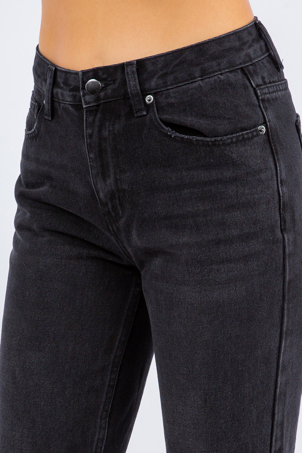 American Bazi High Waist Distressed Cropped Straight Jeans *