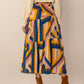 Ruched Elastic Waist Contrast Midi Skirt