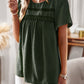 Devine Lace Detail Round Neck Short Sleeve Blouse