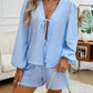 Devine Tied Long Sleeve Top and Shorts Set