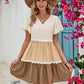 Color Block V-Neck Flutter Sleeve Mini Dress
