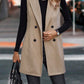 Buttoned Collared Neck Longline Vest Coat