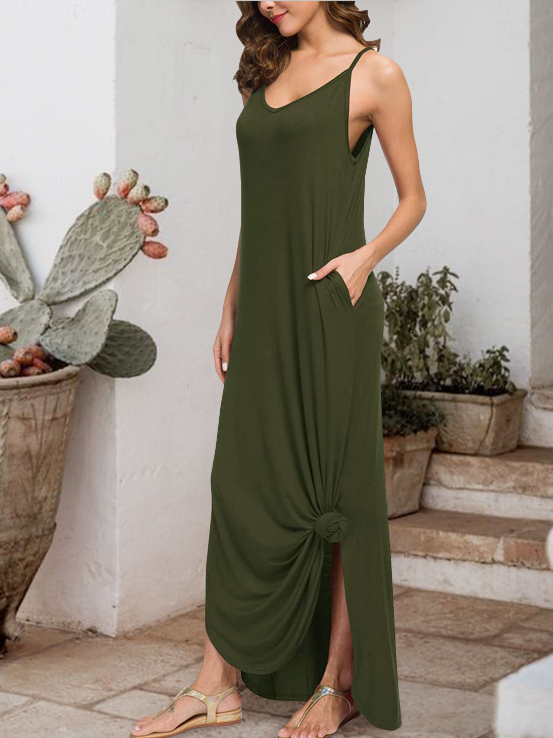 Slit Scoop Neck Sleeveless Maxi Dress