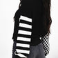 Striped & Checkered Turtleneck Dropped Shoulder Sweater