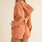 Mable Snap Down Long Sleeve Hooded Romper