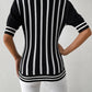 Striped Round Neck Half Sleeve Knit Top
