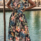 FULL SIZE Ruffled Printed Surplice Cap Sleeve Dress