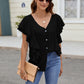 Full Size Ruffled V-Neck Short Sleeve Top