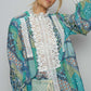 POL Lace Detail Printed Button Down Shirt