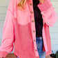 Two Tone Button Up Drop Shoulder Shacket