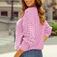 Round Neck Dropped Shoulder Long Sleeve Sweater