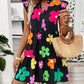Ruffled Printed Notched Cap Sleeve Dress