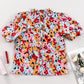Printed Mock Neck Short Sleeve Blouse