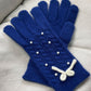 Thermal Pearl Detail Bow Five-Finger Gloves